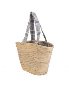 Cabàs palma natural i lona color blau - Kbas 2