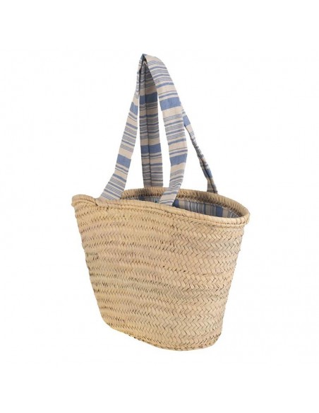 Capazo palma natural y lona color azul - Kbas