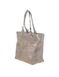 Bolsa de playa grande con estampado palmeras plata - Kbas 2