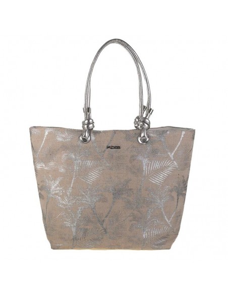 Borsa de platja gran amb estampat palmeres plata - Kbas