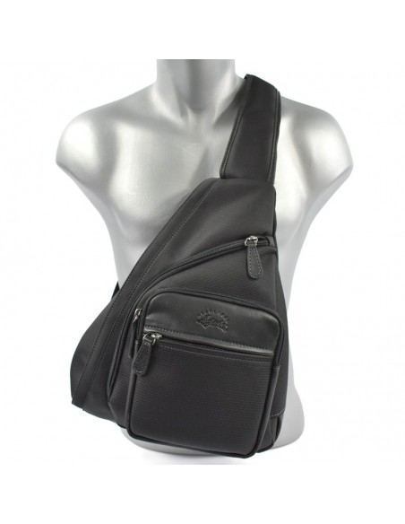 Mochila cruzada de Hombre, Francinel - Porto, combinado Lona y Piel