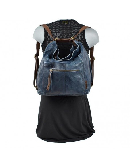 Mala Mochila Hobo Cuirots pele Firenze azul