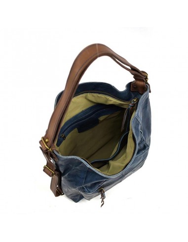 Mochila Bolso Hobo Cuirots Piel Firenze azul