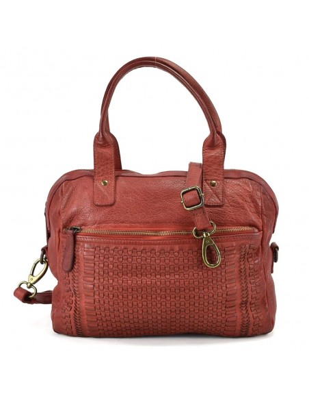 Bolso de mano en piel gris The Twins - Campo