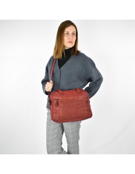 Bolso de mano en piel gris The Twins - Campo