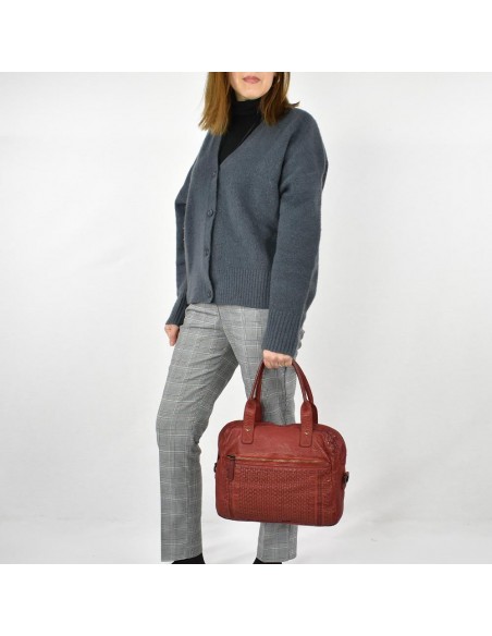 Bolso de mano en piel gris The Twins - Campo