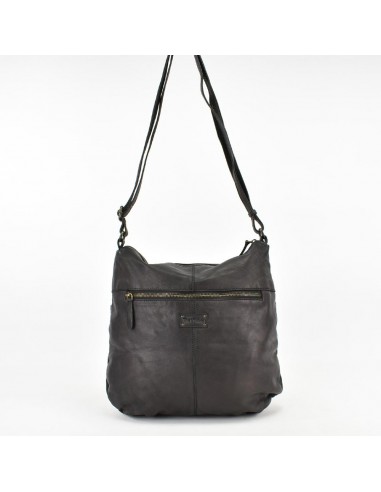 Bandolera negra grande en Piel The Twins - Campos