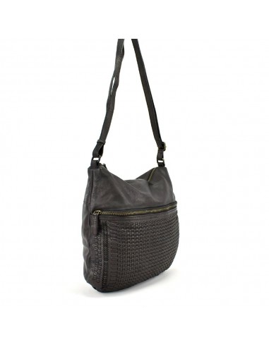 Bandolera negra grande en Piel The Twins - Campos