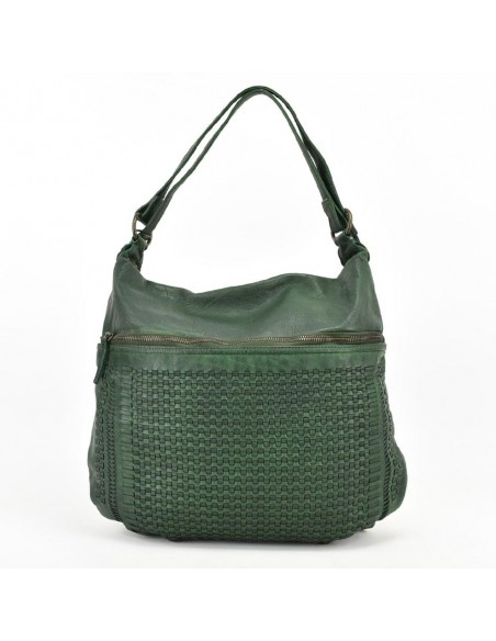 Mala mochila de couro verde The Twins - Campo