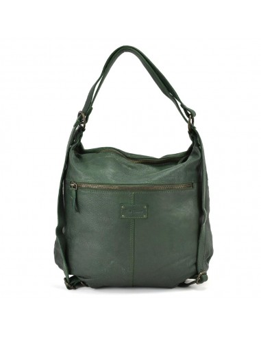 Bolso mochila verde en piel The Twins - Campo