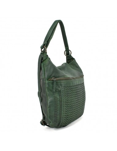 Mala mochila de couro verde The Twins - Campo