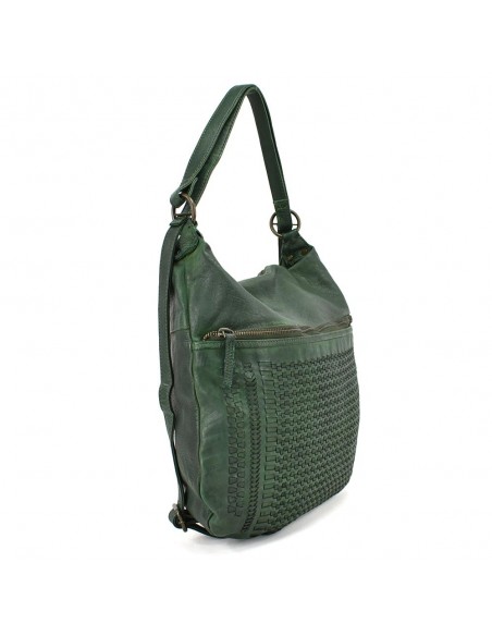 Mala mochila de couro verde The Twins - Campo