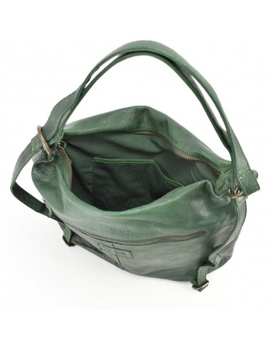 Bolso mochila verde en piel The Twins - Campo