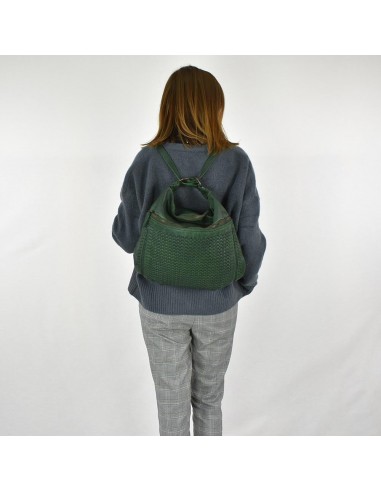 Mala mochila de couro verde The Twins - Campo