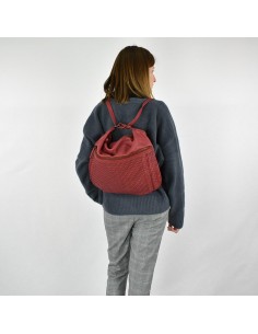 Saco mochila em pele cor granada The Twins - Campo