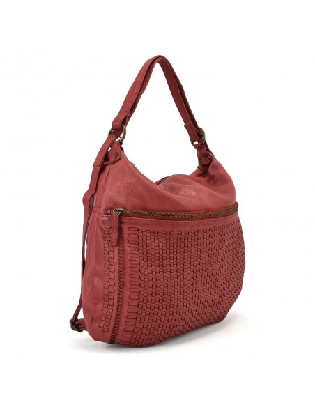 Bolso mochila granate en piel The Twins - Campo
