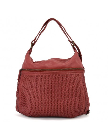 Bolso mochila granate en piel The Twins - Campo