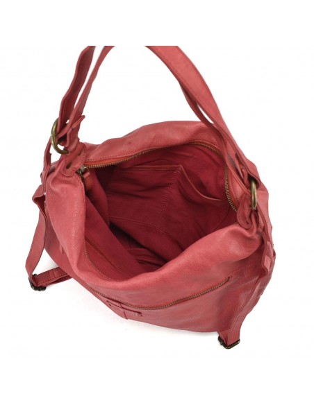 Bolso mochila granate en piel The Twins - Campo