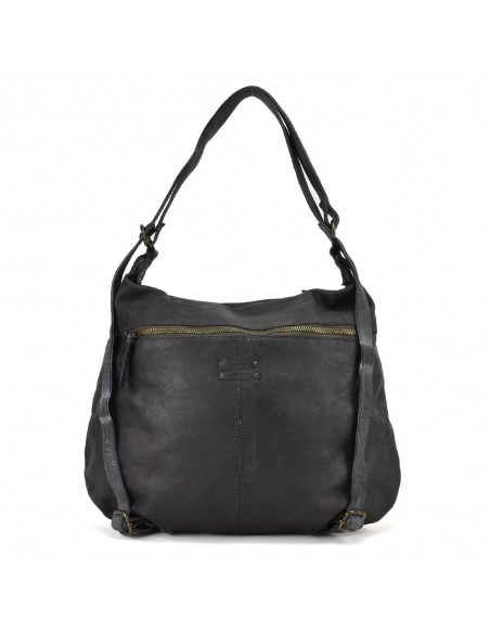 Bolso mochila gris en Piel The Twins - Campo