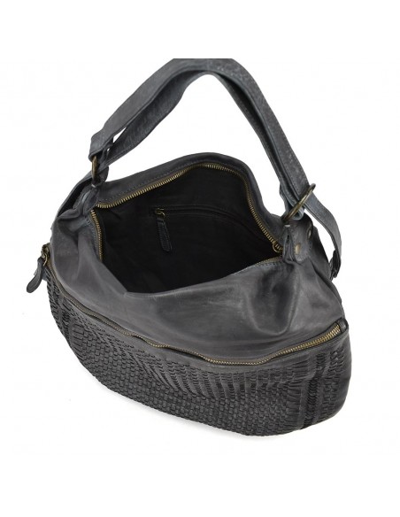 Mala mochila em pele cinzenta The Twins - Campo