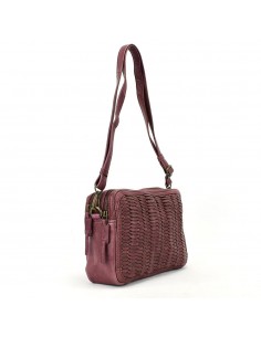 Bandolera en pell color pruna amb doble compartiment The Twins - Amazones 2