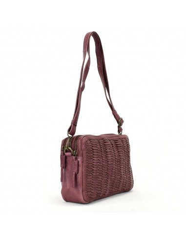 Bandolera en pell color pruna amb doble compartiment The Twins - Amazones