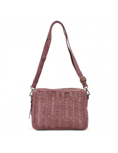 Bandolera en piel color ciruela con doble compartimento The Twins - Amazonas