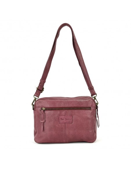 Bandolera en pell color pruna amb doble compartiment The Twins - Amazones