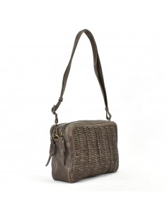 Bandolera de pell marró amb doble compartiment The Twins - Amazonass 2