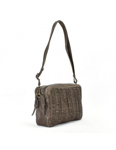 Bandolera de pell marró amb doble compartiment The Twins - Amazonass