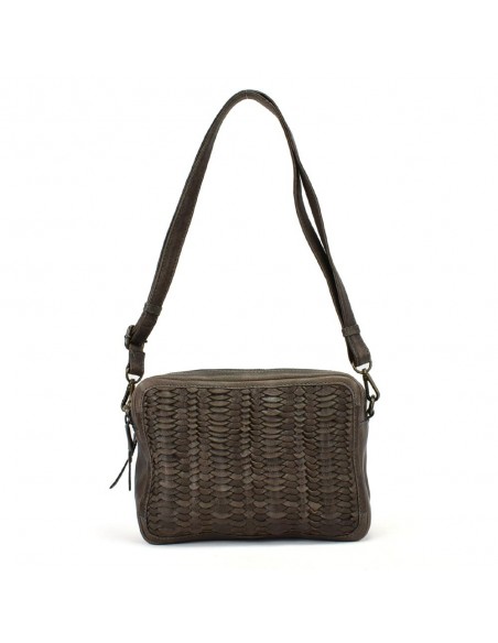 Bandolera de pell marró amb doble compartiment The Twins - Amazonass