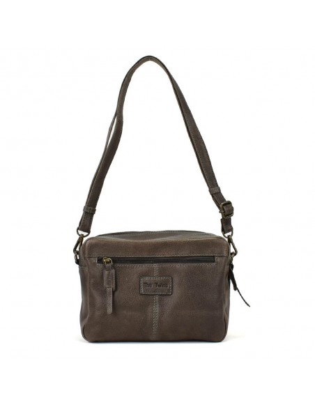 Mala à tiracolo de pele castanha com compartimento duplo The Twins - Amazonas