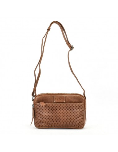 Bandolera en pell amb doble compartimento color cuir The Twins - Cràter