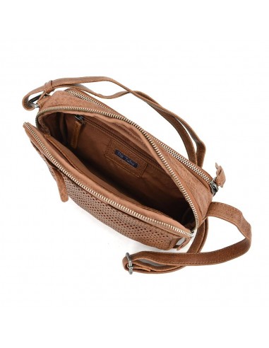 Bandolera en pell amb doble compartimento color cuir The Twins - Cràter