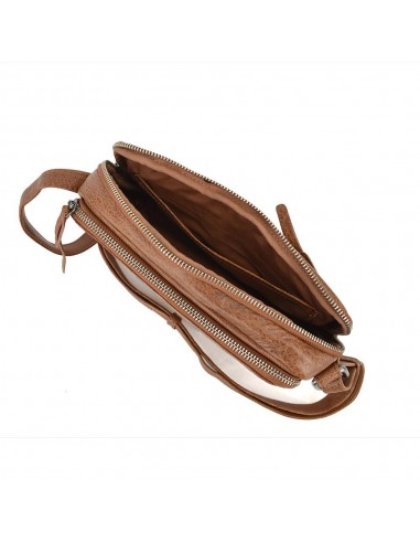 Bandolera en pell amb doble compartimento color cuir The Twins - Cràter