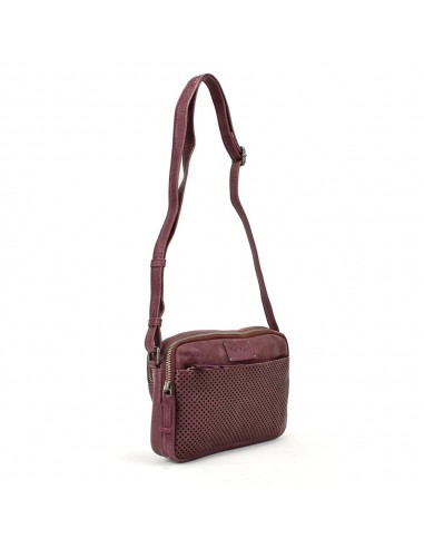 Mala à tiracolo em pele cor de ameixa com compartimento duplo The Twins - Cráter