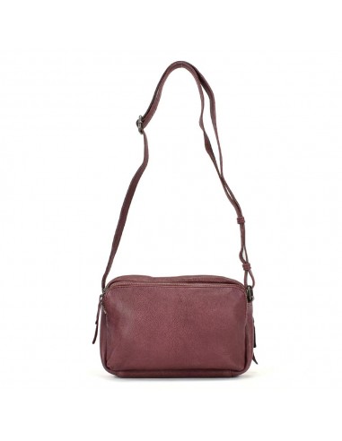 Mala à tiracolo em pele cor de ameixa com compartimento duplo The Twins - Cráter