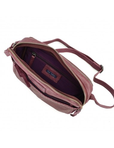 Bandolera en cuir amb doble compartimento color pruna The Twins - Cràter