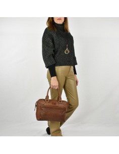 Bossa de mà en pell color cuir The Twins - Cràter