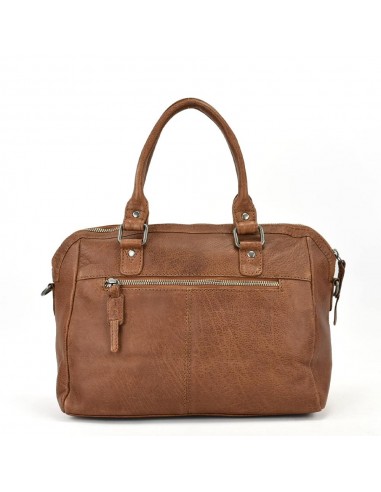 Bolso de mano en piel color cuero The Twins - Cráter