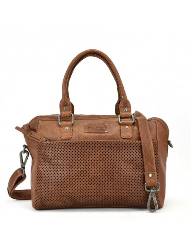 Bolso de mano en piel color cuero The Twins - Cráter