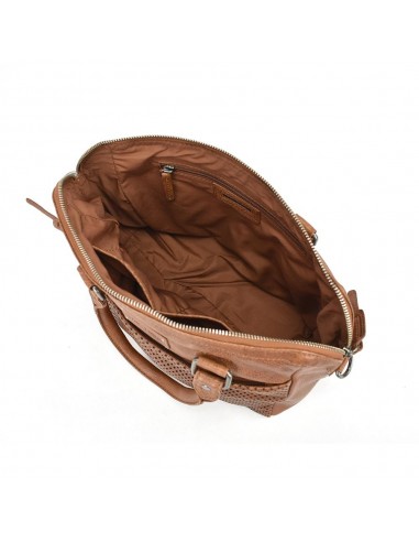 Bolso de mano en piel color cuero The Twins - Cráter