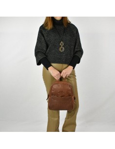 Motxilla de passeig en pell color cuir The Twins - Cràter