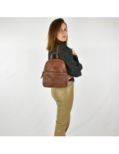 Mochila de passeio em pele cor natural The Twins - Cráter 2