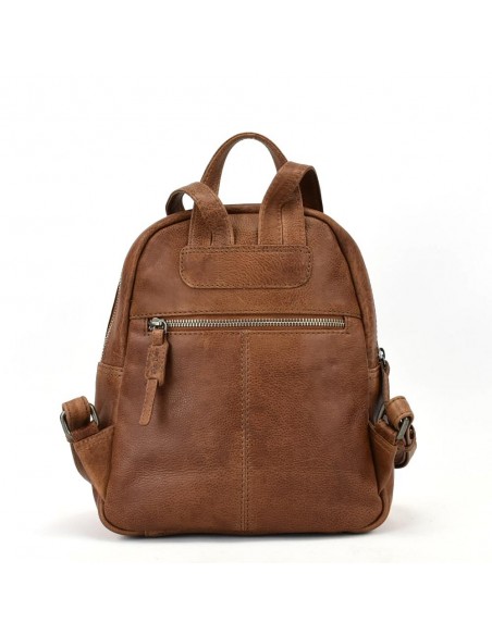 Mochila de passeio em pele cor natural The Twins - Cráter