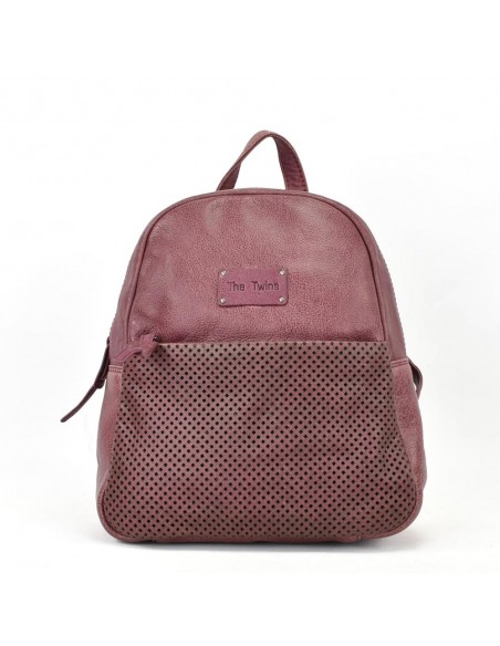 Mochila de passeio em pele cor de ameixa The Twins - Cráter