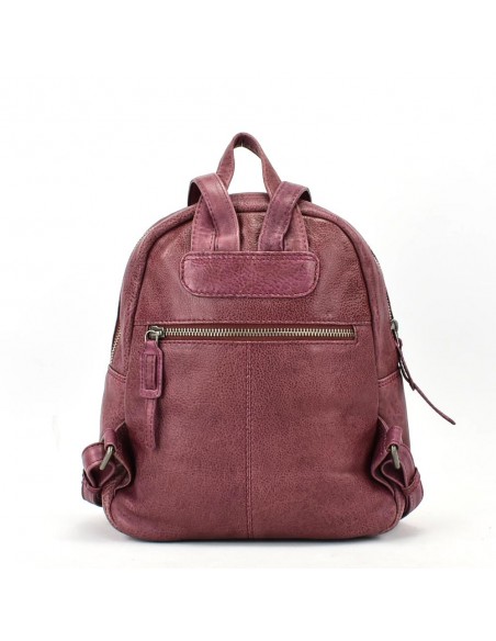 Mochila de paseo en piel color ciruela The Twins - Cráter