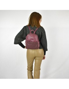 Mochila de passeio em pele cor de ameixa The Twins - Cráter 2