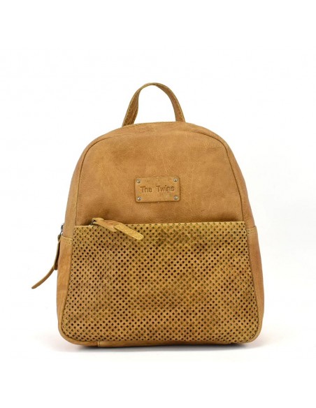Mochila de passeio em pele cor de mostarda dos The Twins - Cráter