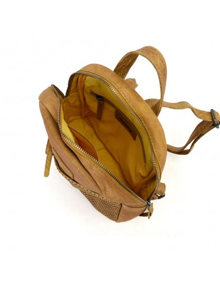 Mochila de passeio em pele cor de mostarda dos The Twins - Cráter